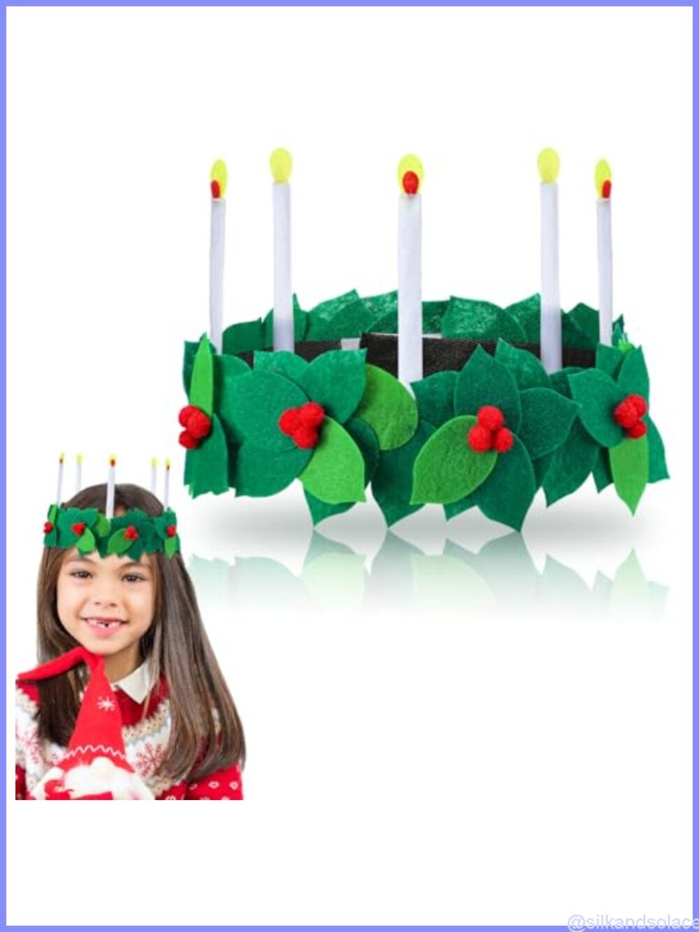 St. Lucia Christmas Felt Crown Headband Adjustable Costume Headpiece